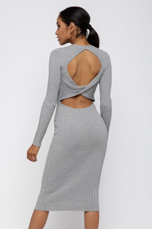 knee length dresses for ladies Lissa Twist-Back Midi Dress (Black) – Ten Tomorrow main image 0