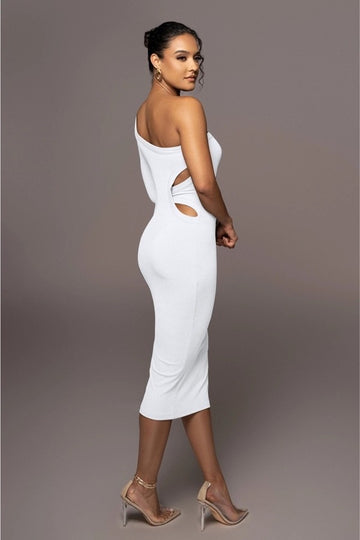 All-White Night Midi Dress