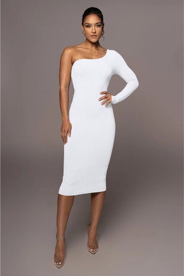 All-White Night Midi Dress
