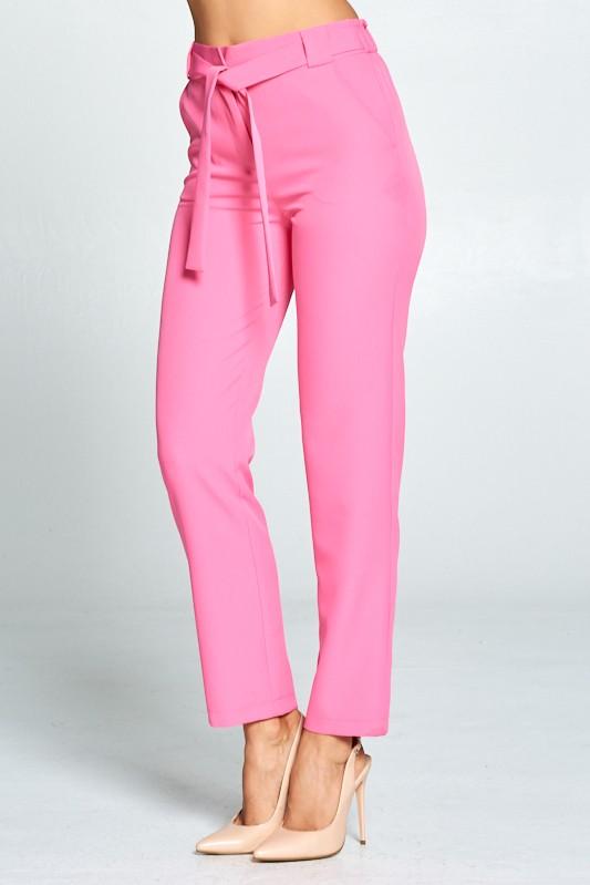 Hot Pink Tie-Front Dress Pants Hot Pink Tie-Front Dress Pants