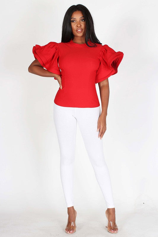 navy blue ruffle blouse
