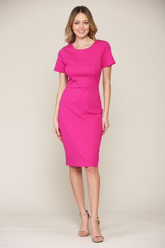 pink business dress MIDDLETON WORK IN business casual Rose Pleated Dress and Grey