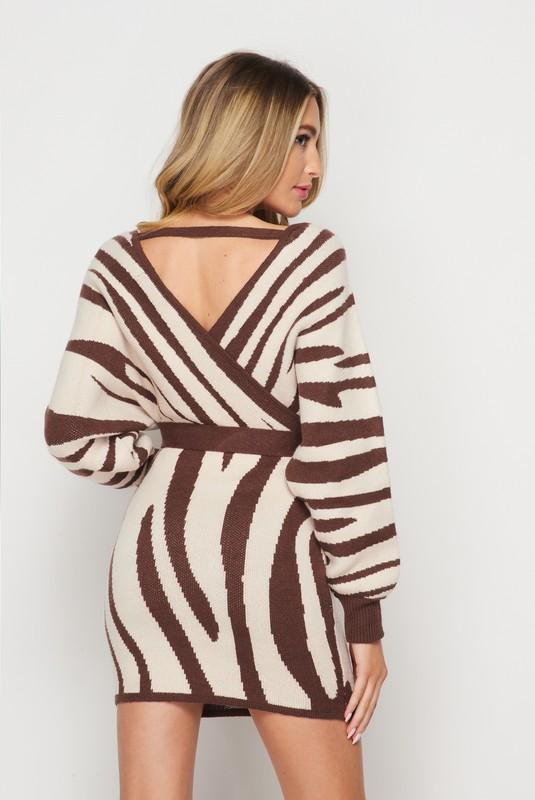 zebra bodycon dress Zebra Print Tie-Front Sweater Dress – Sapphire & Emerald