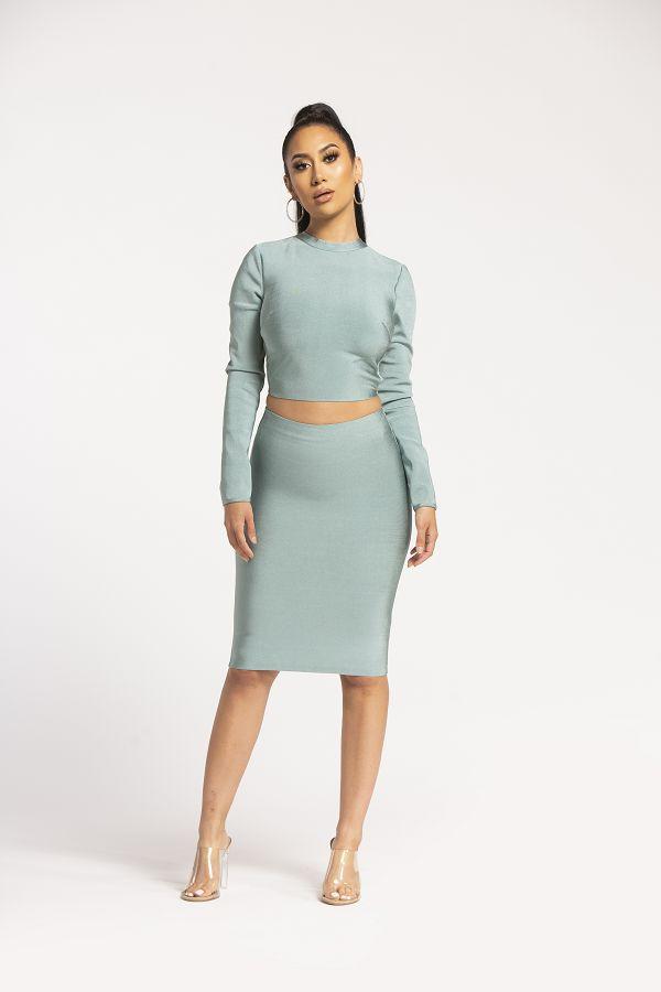 Mint Lace-Me-Up Midi 2 Piece Set Mint Lace-Me-Up Midi 2 Piece Set