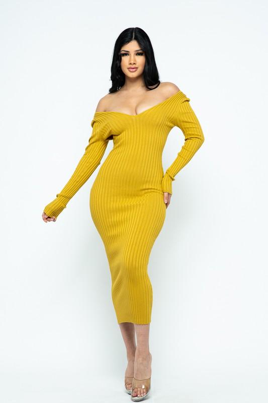 Two-Way Knit Midi Dress