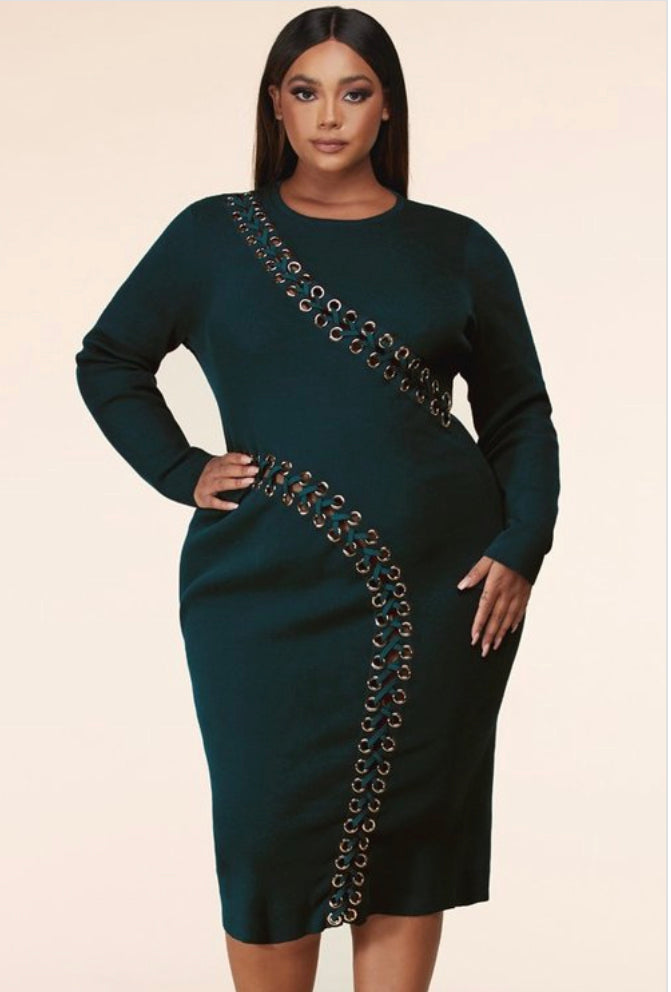 slim fit dress slacks Pinch: More For You Hunter Green Faux Leather Midi Dress – Shop the Mint main image 0